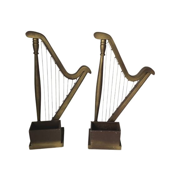 Vintage Wood Harp Planter Boxes - Elegant Home Decor - 18" - Picture 4 of 9